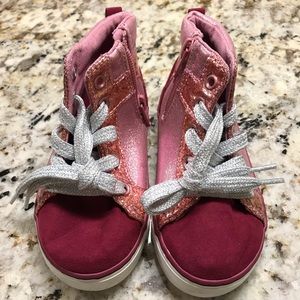 Pink Rose Gold Glitter & Burgundy Suede